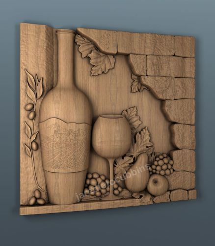 3d model Wine Plaque  for CNC Router stl ArtCam