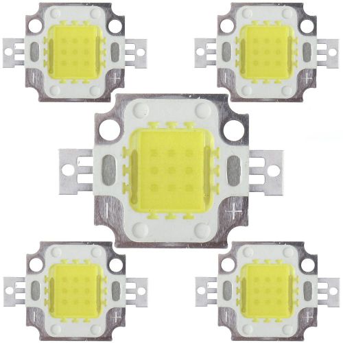 New 5pcs 10W Cool White High Power 800-900LM LED light Lamp SMD Chip DC 9-12V