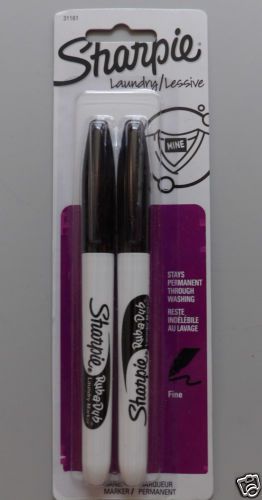 2 Pack Sharpie Rub-A-Dub Permanent Black Laundry Markers Fine Point NIP OS6