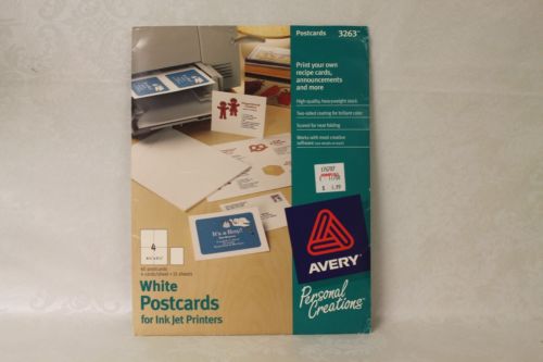 Avery White Postcards #3263 for Ink Jet Printers 4.25&#034; x 5.5&#034;, 60 postcards