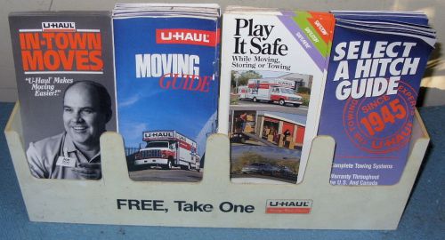 U Haul 4 Pockets Brochure Counter Display Holder with U Haul literature from 80s