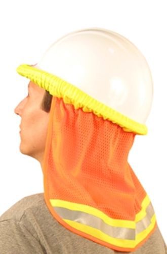 1 SAFETY HARD HAT NECK SHIELD HELMET SUN SHADE HI VIS REFLECTIVE STRIPE - ORANGE