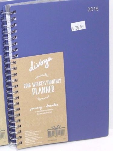 Divoga 2016 Wirebound Weekly/Monthly Planner 838-633 Jan-Dec Sz 5.5&#034; x 8&#034; Purple