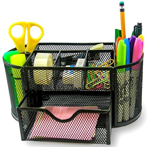 PRTsupply Desk Organizer | Caddy, Features Elegant Black Mesh Wire Design, 9 Spa