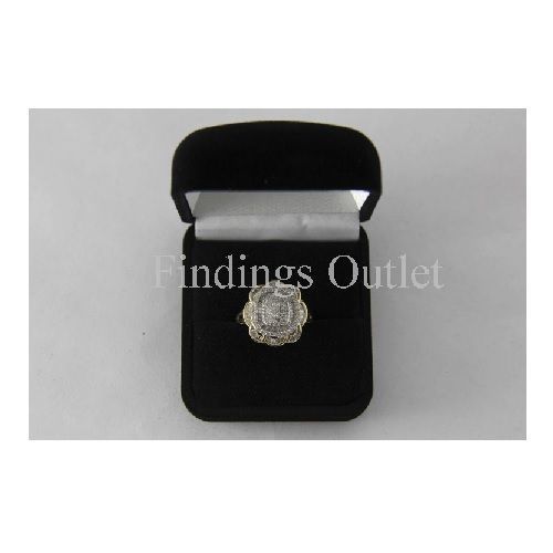 Black Soft Flocked Velour Ring Jewelry Gift Box