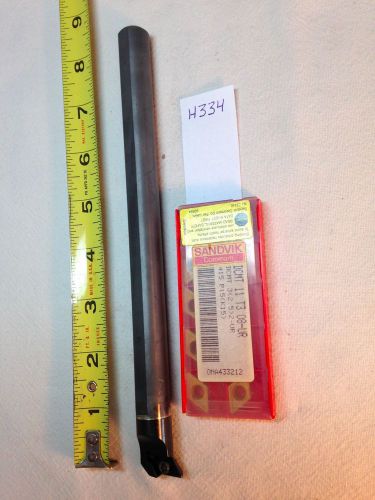 NEW 5/8&#034; SOLID CARBIDE BORING BAR C10-SDUCR-3 W/ 10 SANDVIK 32.52 INSERTS {H334}