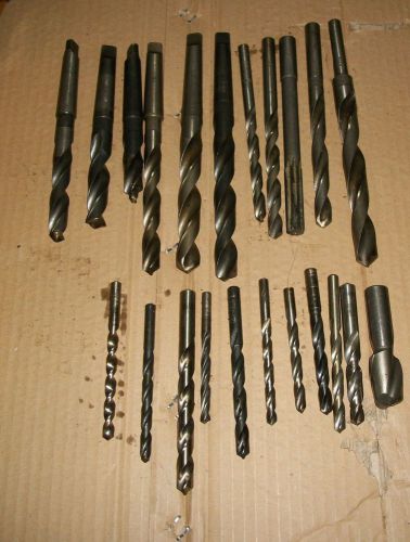 Lot of 22 Tapered &amp; Straight Drill bits.  Mixed sizes, Some USA