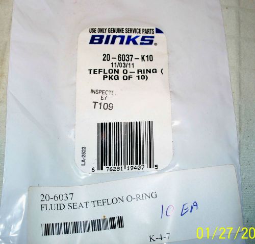 BINKS PAINT SPRAYER SPRAY GUN FLUID SEAT TEFLON O-RING KIT 20-6037-K10  NOS