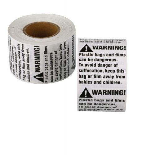 Suffocation Warning Labels - 1000 Plastic Bag Stickers SCS Direct, SUF free ship