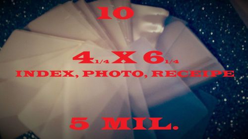(10) 4-1/4 x 6-1/4 Laminating Laminator Pouches/Sheets Photo, Video Card  5 mil