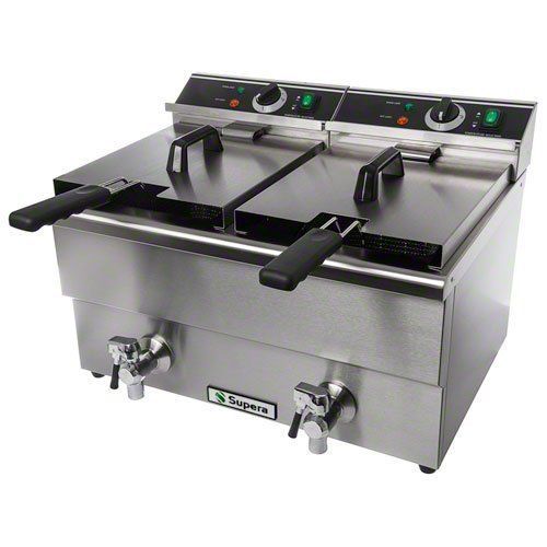 Supera (CDF12F1) 24 Lb Double Electric Countertop Fryer w/Faucet