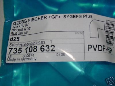 New georg fischer+gf+sygef 735 108 632 90° elbow 25mm pvdf for sale