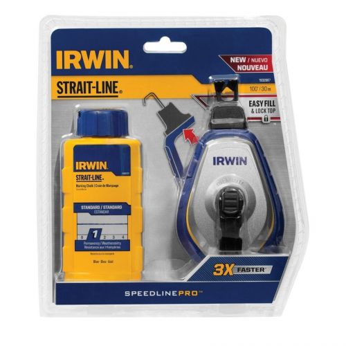 IRWIN STRAIT-LINE 100&#039; SPEED LINE BLUE CHALK REFILL &amp; REEL LAYOUT SNAP CARPENTER