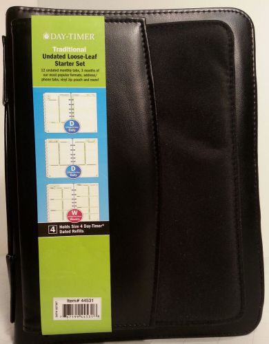 BLACK Day-Timer 44531 Handle &amp; Pocket Size 4 Undated Loose-Leaf Starter Set