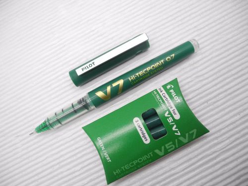 1 pen + 3 pilot hi-tecpoint cartridge system bxc-v7 0.7mm roller pen green(japan for sale