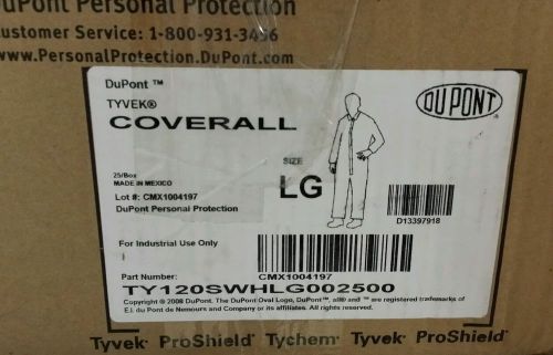 Dupont Tyvek TY120SWHLG002500 25PK LG White Coverall