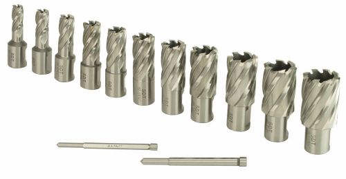 SDT HSS Annular Cutter 13 PC Kit - 1&#034; Cut Depth 3/4&#034; Weldon Shank &amp; Pilot Pin