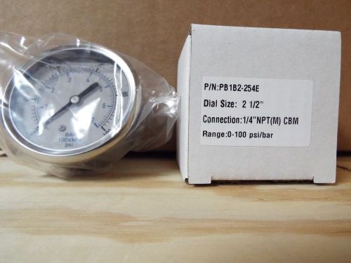 0-100 PSI/bar 2.5&#034; Stainless Brass Center Back Mount Pressure Gauge