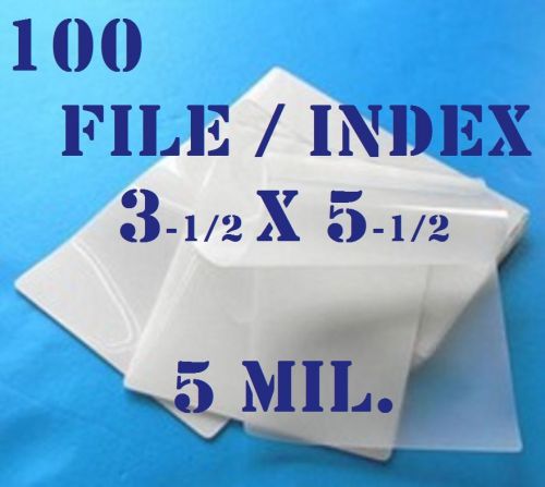 (100) 3-1/2 x 5-1/2 Laminating Laminator, Pouches Sheets  Index Card   5 ML