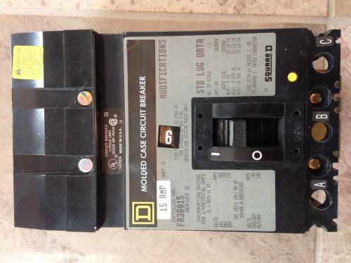 SQUARE D CIRCUIT BREAKER FA36015 15 AMP 3 POLE 600 V