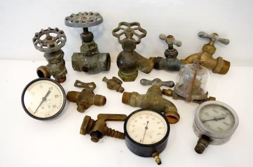 Antique Pressure Gauge Brass Spigots Gas Valves Tractor Relief Valve Steam Punk