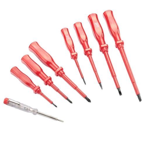 8 PC Insulated Electricians Screwdriver Set Includes Tester- Phillips Flat Head
