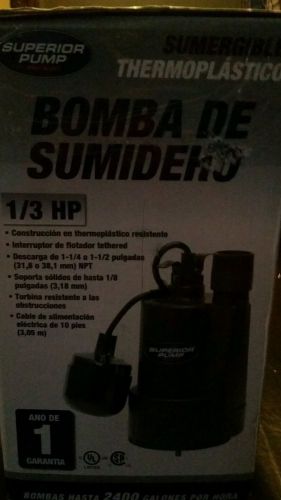 Superior pump 92330 1/3 hp thermoplastic sump pump with tethered float switch for sale