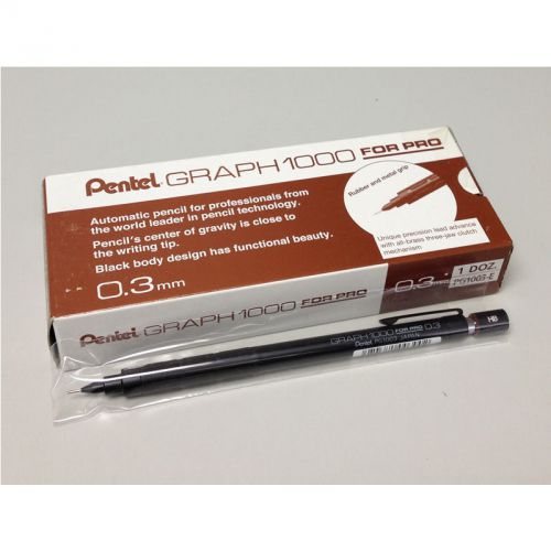 Pentel GRAPH 1000 PG1003 0.3mm Mechanical Pencil Bulk Pack (12pcs) - Black