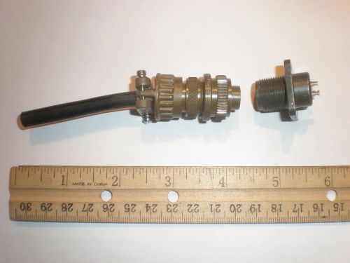 NEW - MS3106A 10SL-4S with Bushing and MS3102C 10SL-4P - 2 Pin Mating Pair