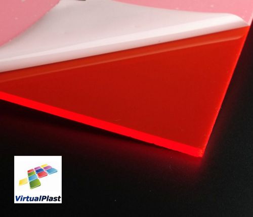 Pink Fluorescent Gloss Acrylic Transparent Perspex 3mm x 148mm x 210mm A5 Sheet