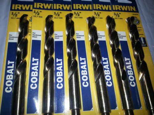 Irwin 3016032 drill bit 1/2&#034; x 6&#034; cobalt for hardened metal heavy duty lot of 6 for sale