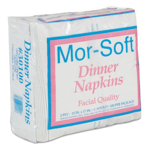 Dinner Napkins, 2-Ply, 15 x 17, White, 100/Pack, 30 Packs/Carton