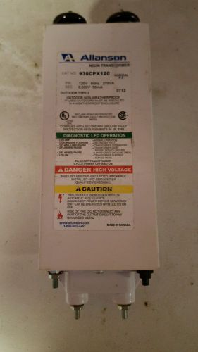 ALLANSON 930CPX120 Neon Light Transformer 120 vac 270VA Input 9000V 30mA output