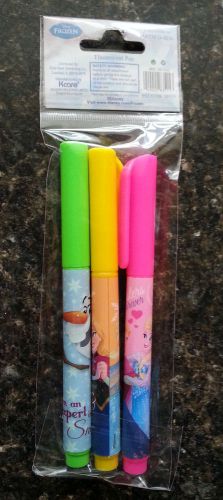 FROZEN Office and School Supplies 1 pkg 3 Highlighters  Disney Pink Yellow Green