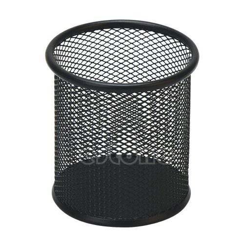 Durable Office Desk Cylinder Iron Mesh Pen Pot Case Container Organiser Holder