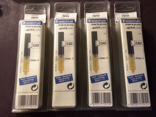 4 Staedtler Mars Plot Sprint Plotter Pens Paper .35 mm Black CAD free shipping