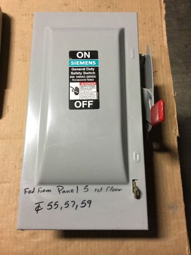 Siemens GF322N General Duty Safety Switch 60A 240VAC 250VDC FUSED