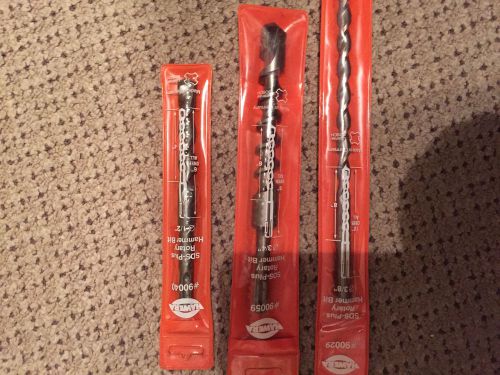 3 NEW HAWERA BOSCH 90040/59/29 3/4 X 8, 1/2 X 6, 3/8 x10 HAMMER ROTARY DRILL BIT