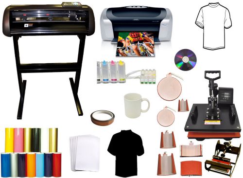 8in1 heat press,24&#034; metal vinyl cutter plotter,printer,ciss,pu vinyl,diy tshirts for sale