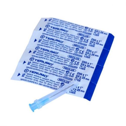 TERUMO 23G  1&#034;  0.6 X 25MM BLUE NEEDLES STERILE HYPODERMIC, Box of 100