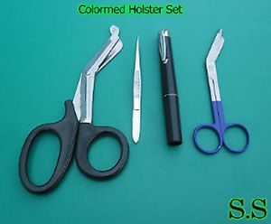 Colormed Holster Set EMS Black EMT Diagnostic+blue Lister Bandage Scissors