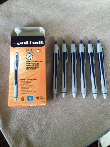 6 UNIBALL VISION RT BLUE BOLD POINT RETRACTABLE ROLLERBALL PENS NEW 1741775