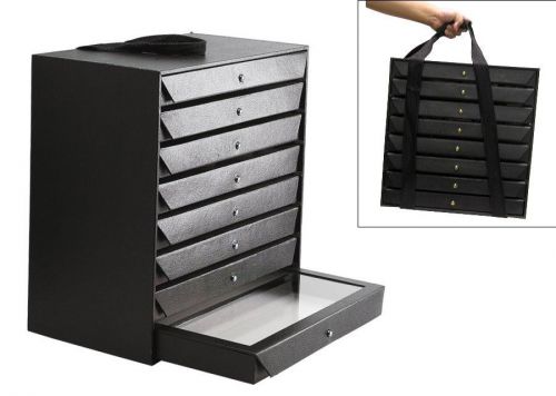 8 DRAWERS JEWELRY STORAGE JEWELRY ORGANIZER TRAVELLING JEWELRY CASE w/STRAPS