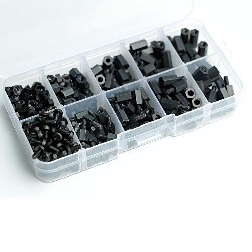 Aike? 300pcs m3 nylon black hex screw nut spacer standoff varied length for sale