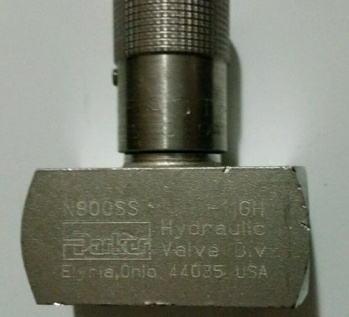 Parker N800SS Colorflow Needle Valve 1/2 NPT 345 Bar 5000 PSI 15 GPM - NEW