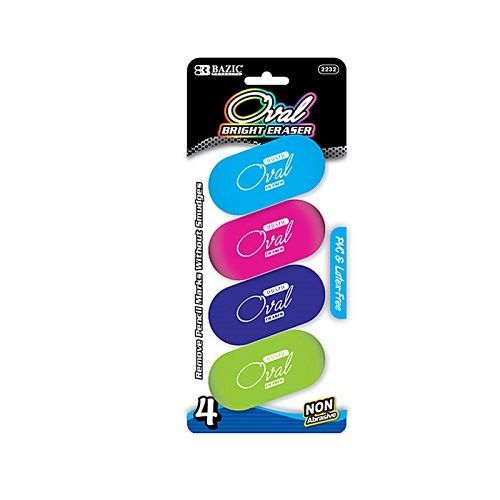 8x - BAZIC Oval Bright Eraser (4/Pack) (2232)