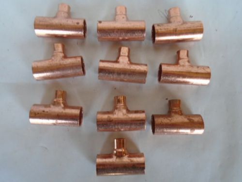 NIBCO 1/2 X 1/2 X 1/4  Inch Reducing Tee Copper, C x C x C  Lot of 10 Unused