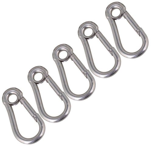 5PCS M5 Secure Lock 304 Stainless Steel 50mm Hook Carabiner Eyelet