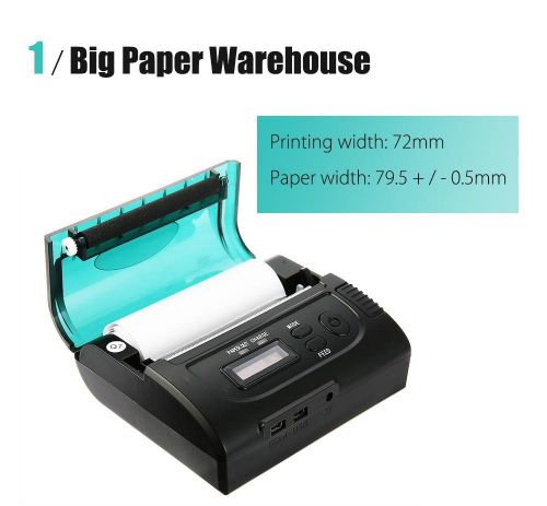 ZJ - 8002 80mm Bluetooth 2.0 Android POS Receipt Thermal Printer Bill Machine