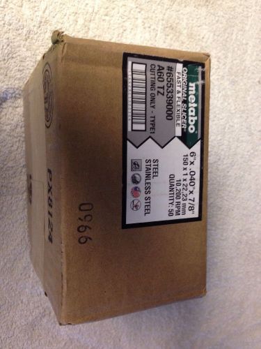 6&#034; x .040 x 7/8&#034; Metabo  TYPE 1 CUTOFF WHEEL- Box Of 50